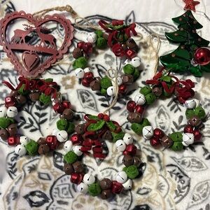 Holiday Christmas Bells Wreath Ornaments and Moose & Tree Ornaments